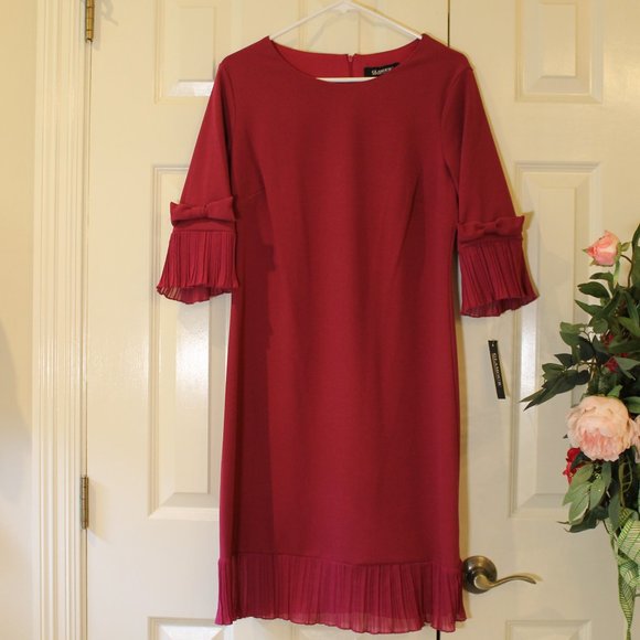 Glamour Red Dress Berry Red with 3/4 sleeves Size 10 NWT - Picture 2 of 15